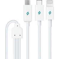TTEC 2DK7521 Trio Şarj Kablosu USB-A - Type-C / Lightning / Micro USB Beyaz