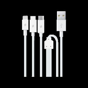 TTEC 2DK7521 Trio Şarj Kablosu USB-A - Type-C / Lightning / Micro USB Beyaz