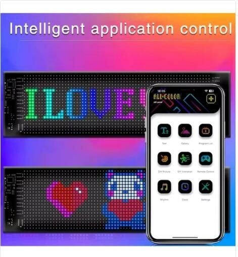 PİXEL LED PANEL 16X64 DİJİTAL EKRAN YAZI VE ANİMASYON BANTLI BLUETOOTH
