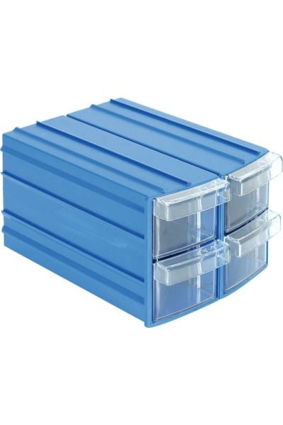 ÇEKMECE PLASTİK MAVİ ŞEFFAF OWAL 4 ÇEKMECELİ NO:114-ÖLÇÜLER 110X90X160