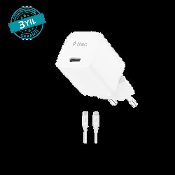 TTEC 2SCG20LB SmartCharger PD 20W Seyahat Hızlı Şarj Aleti+Type-C - Lightning 150Cm