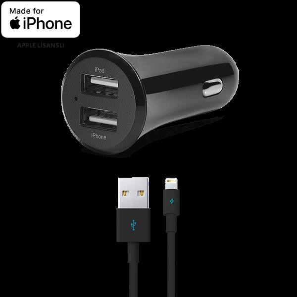 T.TEC ŞARJ ARAÇ QUANTUM DUO 3.4A ÇİFT ÇIKIŞ 2CKM04