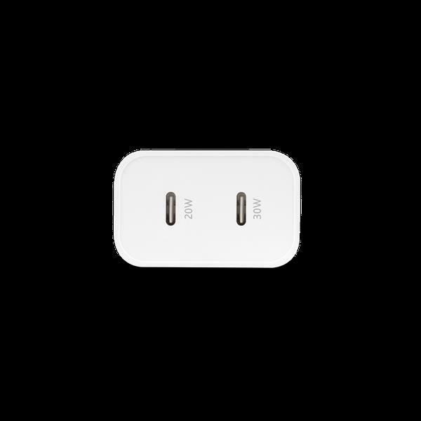TTEC 2SCG01B SmartCharger Duo Pro GaN 50W PD Seyahat Hızlı Şarj Aleti USB-C + USB-C Beyaz