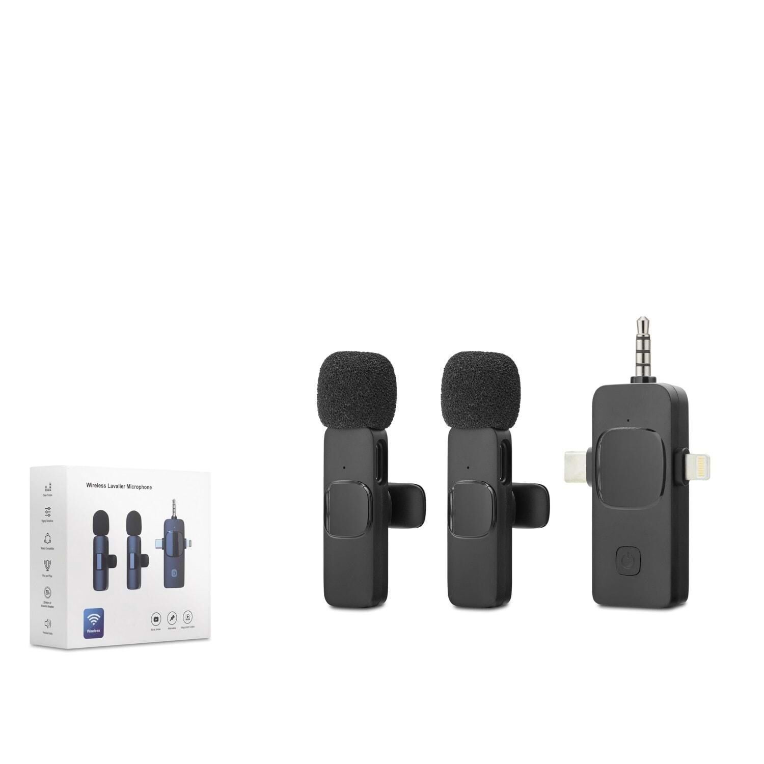 HADRON HDX2782 TYPE-C+IPHONE+AUX  KABLOSUZ ÇİFTLİ 2 YAKA MİKROFONU