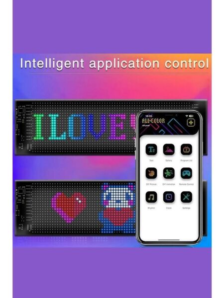 PİXEL LED PANEL 16X144Led 19x133CM DİJİTAL EKRAN YAZI VE ANİMASYON BANTLI BLUETOOTH