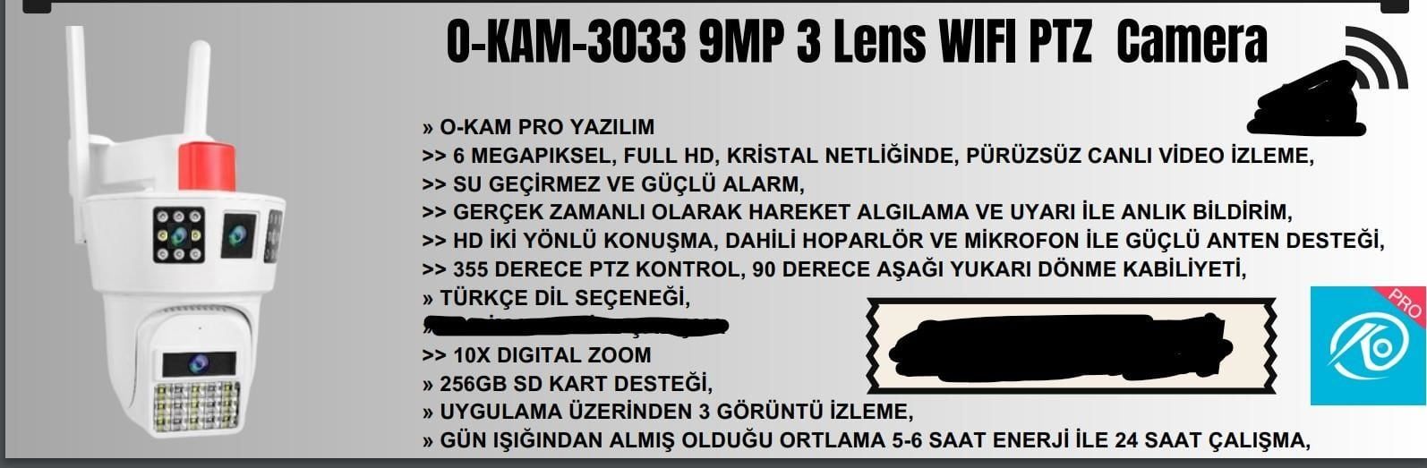 O-KAM-3033 6MP 3 Lens Wifi Kamera