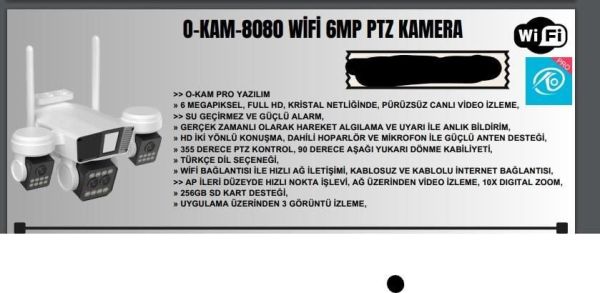 O-KAM-8080 Wifi 6MP PTZ 3 LENS IP KAMERA