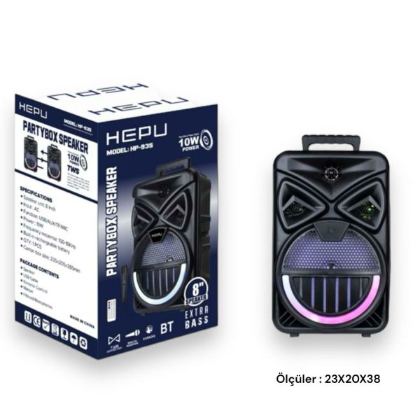 HEPU HP-935 MÜZİK KUTUSU KABLOLU EL MİKROFONLU BLUETOOTH & USB