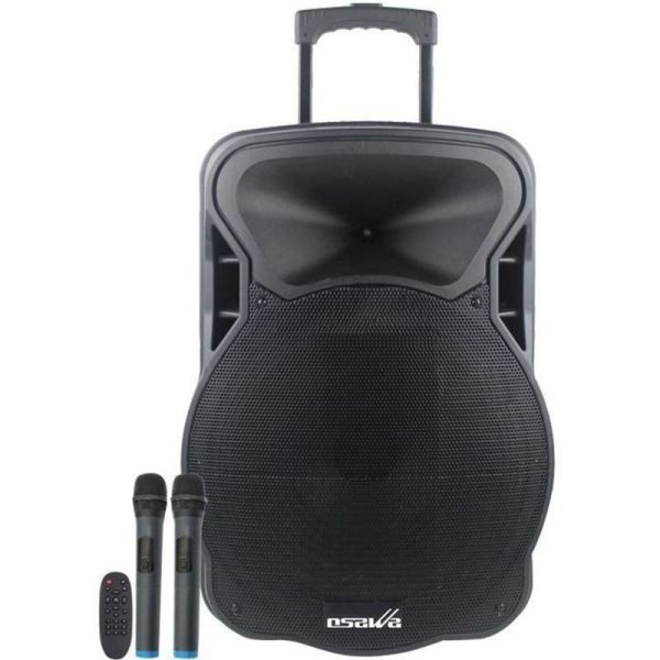 OSAWA OSW-9135 UHF BT+USB 38 CM HOPARLÖRLÜ 2 TELSİZ  EL MİKROFONLU ŞARJLI PORTATİF ANFİ