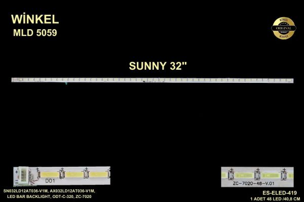 LCD LED-5059 1 Lİ ÇUBUK-SN032LD12AT036-V1M,AX032LD12AT036-V1M,ODT-C-320 -WİNKEL
