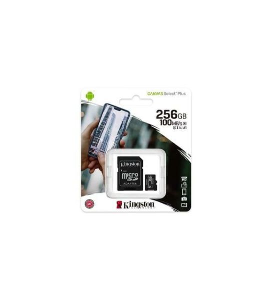 Kingston 256GB Micro Sd Canvas Select Plus 100R A1 C10 Card + ADP Hafıza Kartı