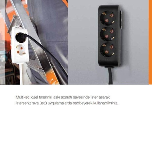 VIKO 90133303 3LÜ GRUP PRİZ SİYAH 3MT KABLOLU ÇOCUK KORUMALI