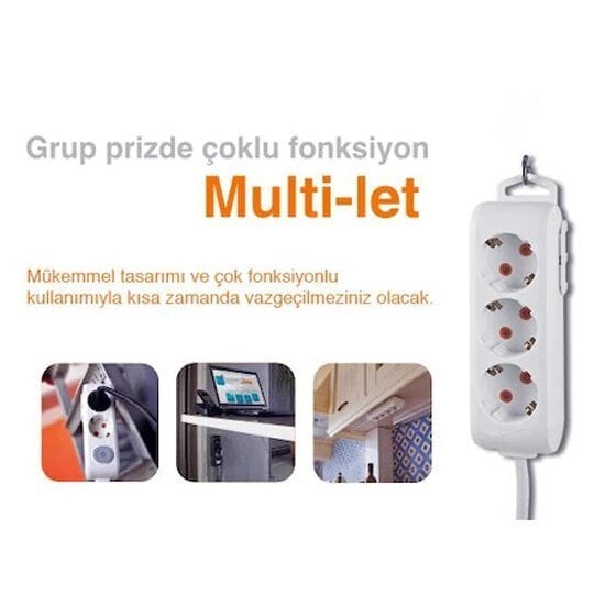 VIKO 90133303 3LÜ GRUP PRİZ SİYAH 3MT KABLOLU ÇOCUK KORUMALI