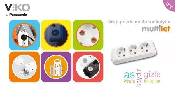 VIKO 90133303 3LÜ GRUP PRİZ SİYAH 3MT KABLOLU ÇOCUK KORUMALI