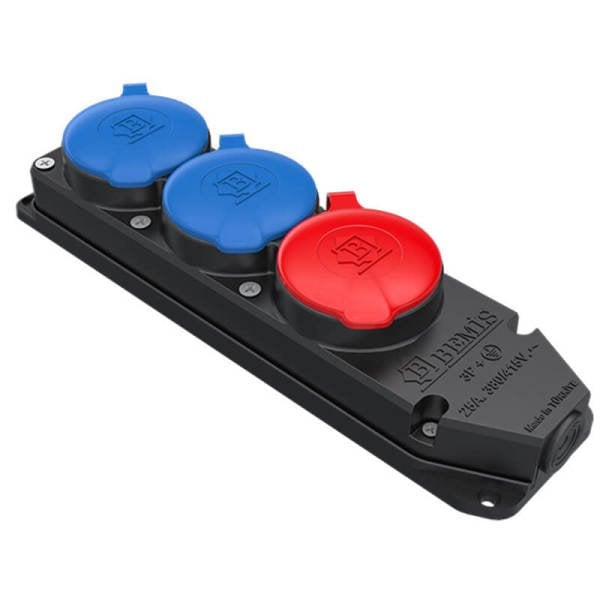 BEMİS BK6-2504-4613 Üçlü Grup Priz (1 tri + 2 mono)