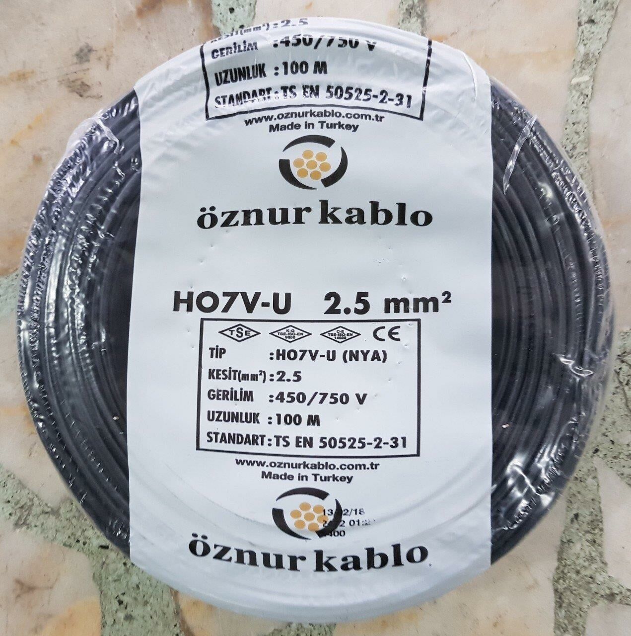NYA KABLO ÖZNUR 2,5 LUK SİYAH