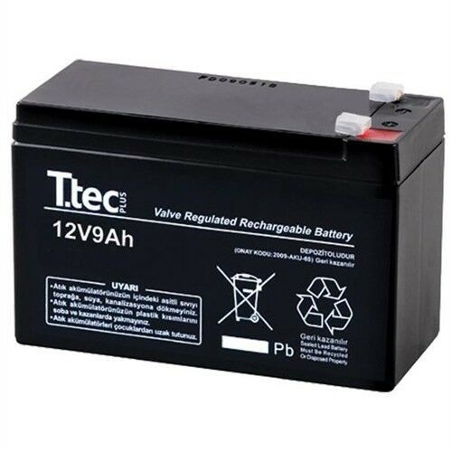 12 VOLT 9 AMPER AKÜ T.TEC 151x65x94-2454 GRAM