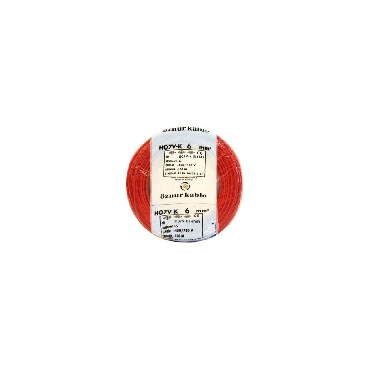 ÖZNUR NYAF ( H07V-K ) KABLO 6 mm KIRMIZI