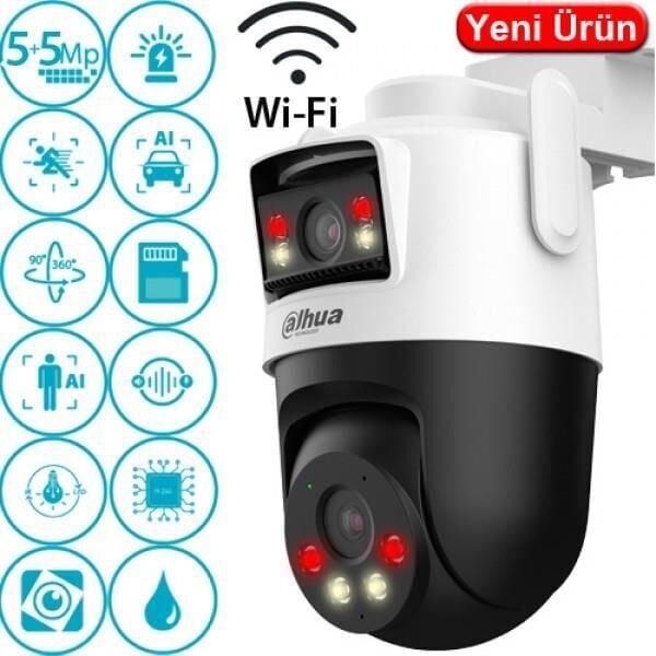 Dahua IPC-WPT1539DDSW-5E2-PV 5+5MP Dış Mekan Wi-Fi Çift Lensli & Tilt Kamera