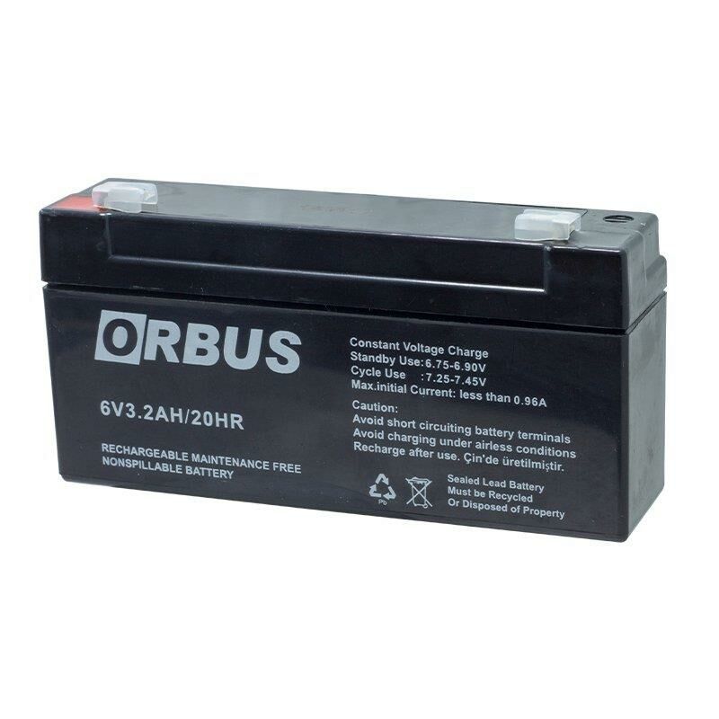 6 VOLT 3.2 AMPER YATAY AKÜ ORBUS 134*34*60 mm-0,6 kg.