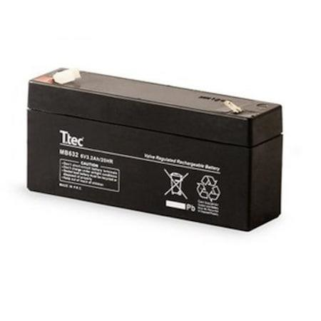 6 VOLT 3.2 AMPER YATAY AKÜ T.TEC 134*34*60 mm-0,6 kg.