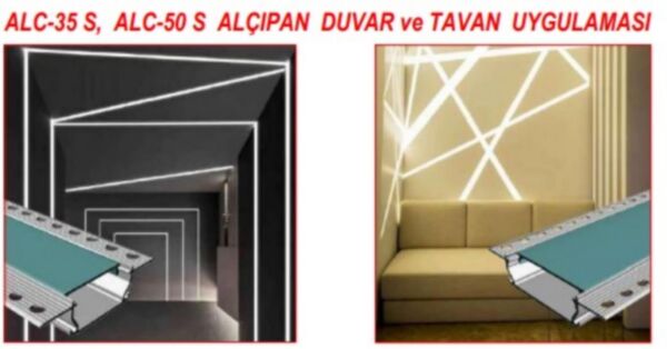 ALÇIPAN LED PROFİL KASASI CAM DAHİL ALC-35S-305 CM 1 BOY FİYATIDIR GENİŞ TİP