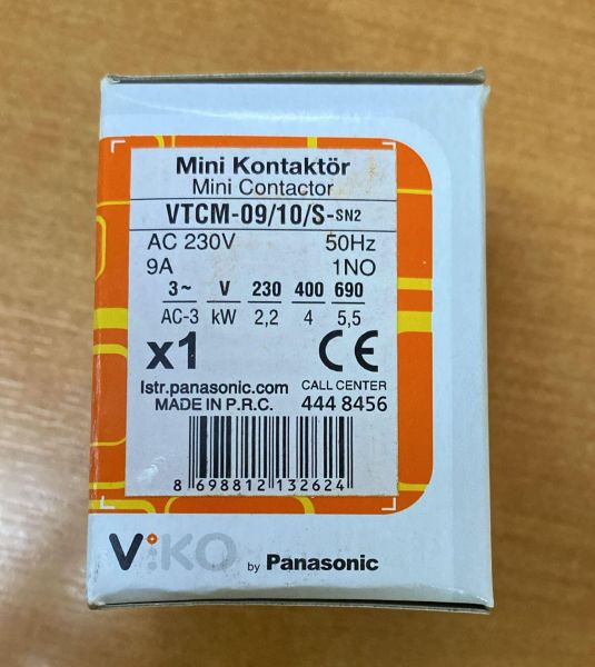 VİKO KONTAKTÖR MİNİ 9 AMPER 1NO  BOBİNLİ VTC-09/10/S