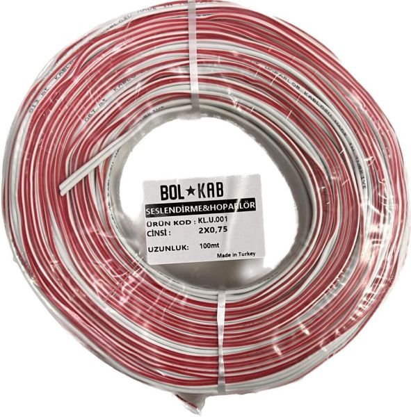 BOLKAB 2X0.75 CCA BEYAZ KODLU KORDON KABLO 1 MT FİYATIDIR