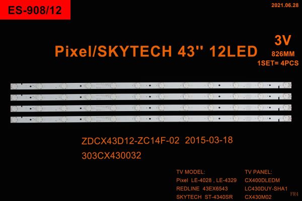 LCD LED-2270-TAKIM 4 LÜ-ZDCX43D12-43X6543-303CX4300-ES-908-WİNKEL