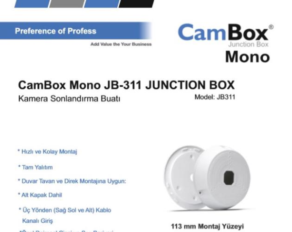 KAMERA MONTAJ BUATI CAMBOX MONO KAPAKLI YUVARLAK 13.5 CM