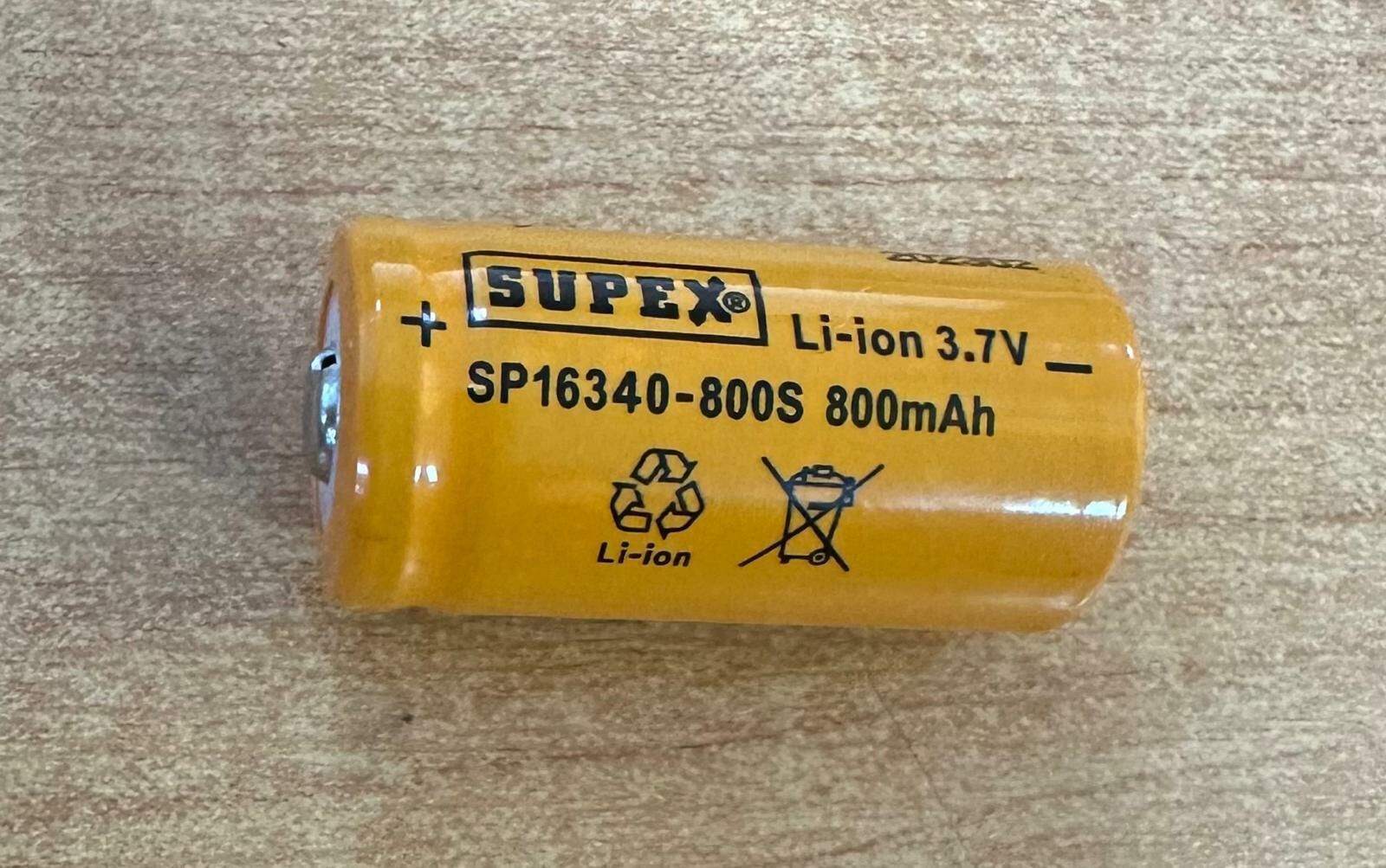 16340--800MA 3.7 VOLT BAŞLIKLI PİL SUPEX