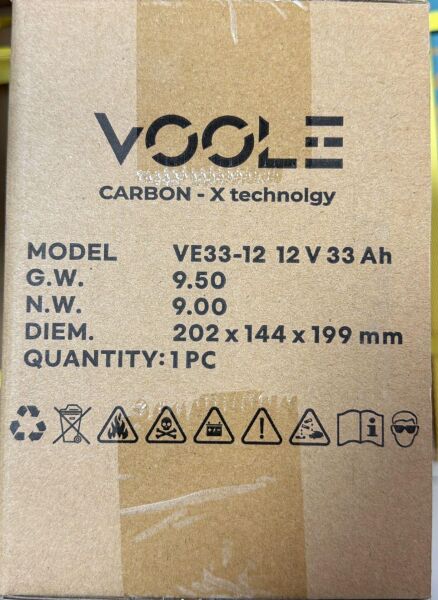 12 VOLT 33 AMPER JEL ENGELLİ SANDALYE AKÜSÜ VOOLE 190*130*167 mm.11 kg.