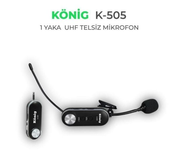 KÖNİG K-505 UHF ŞARJLI 1 YAKA TELSİZ MİKROFON