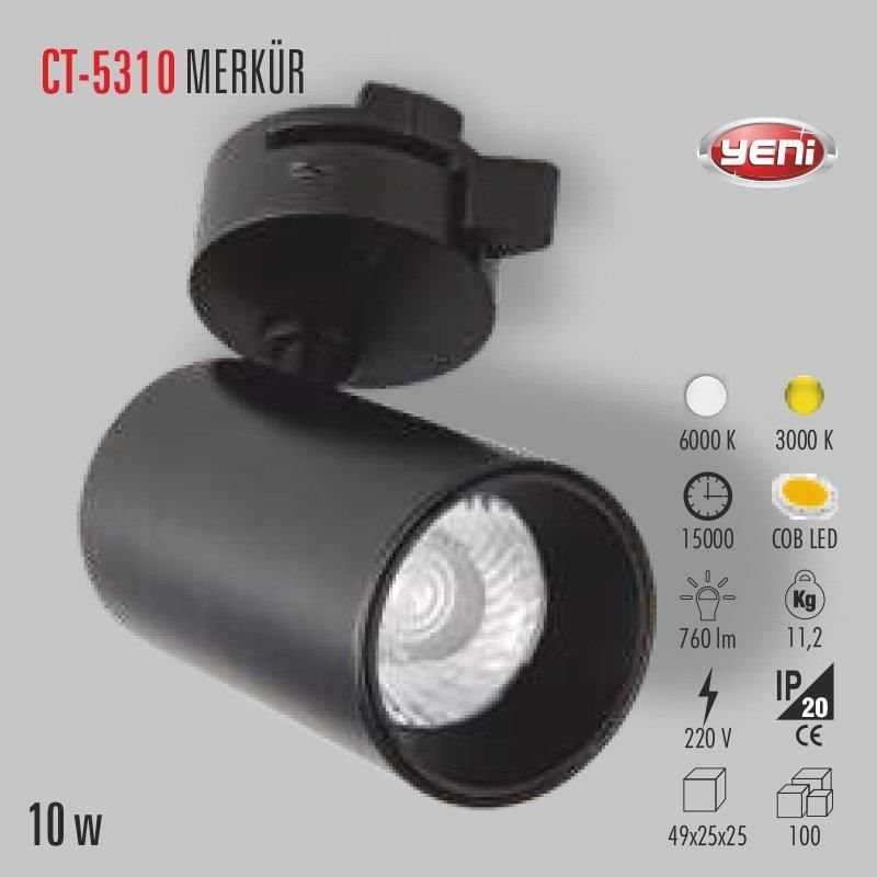 CATA CT-5310 10 WATT MERKÜR SİYAH KASA RAY SPOT GÜN IŞIĞI