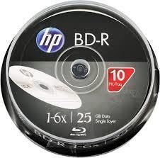 HP Blu-Ray BD-R 6X 25GB 25Li Cake Box Printable