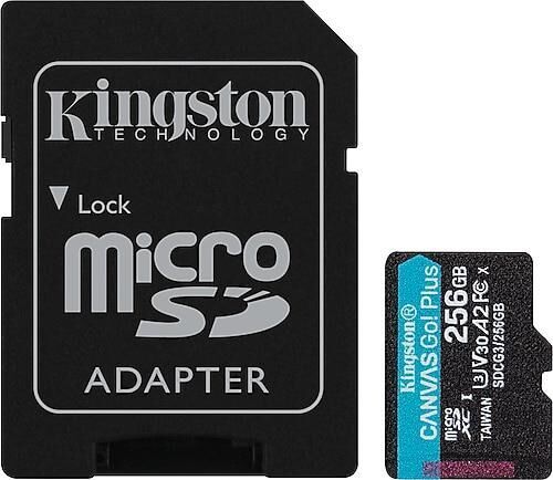 Kingston SDCG3/256GB 256GB microSDXC Canvas Go Drone Plus 170R A2 U3 V30 Card + ADP