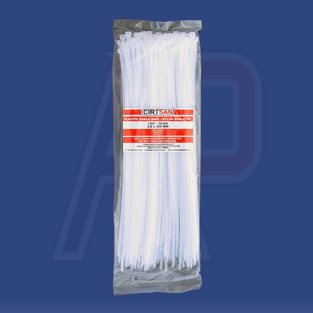 CIRTSAN PLASTİK KABLO BAĞI 3.6X300MM BEYAZ