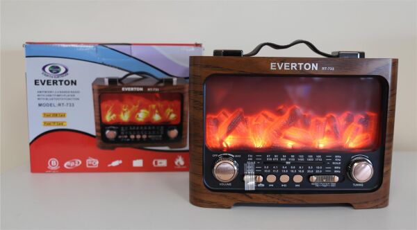 Everton Rt-733 Bluetooth Fm/Usb/Tf/Aux Şarjlı Nostaljik Şömineli Radyo