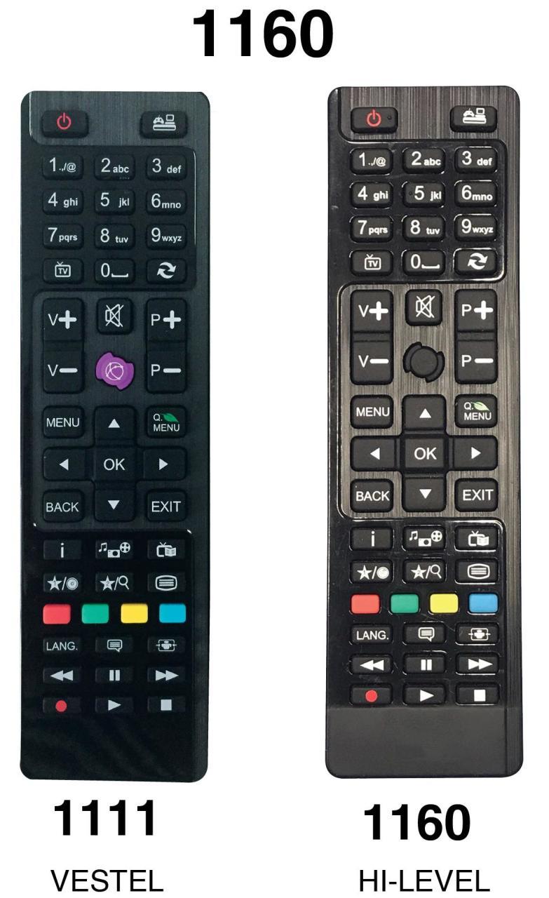 KUMANDA 1160  KK1125 VES207-HI LEVEL,VESTEL SİYAH TUŞLU YERİNE 1111