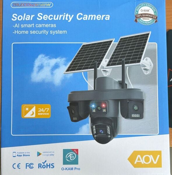 O-KAM OK-335 4 LENS ÇİFT PANEL 24SAAT ÇALIŞMA ÇAKARLI 4G SİM KARTLI IP KAMERA