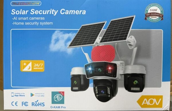 O-KAM OK-336 4 LENS ÇİFT PANEL 24SAAT ÇALIŞMA ÇAKARLI 4G SİM KARTLI IP KAMERA