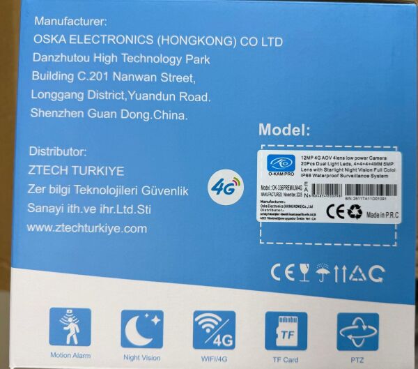 O-KAM OK-336 4 LENS ÇİFT PANEL 24SAAT ÇALIŞMA ÇAKARLI 4G SİM KARTLI IP KAMERA