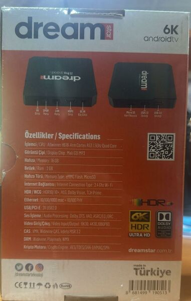 DREAMSTAR İ1 Pro ANDROID BOX 2GBRAM 16GB HAFIZA Wifi 6K