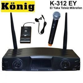 KÖNİG K-312 UHF ÇİFT KANAL 1EL+1YAKA MİKROFON