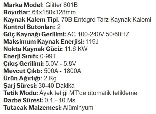 PUNTA MAKİNASI 801B GLITTER 11.6KW 119J