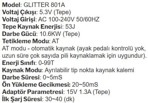 PUNTA MAKİNASI 801A GLITTER 10.6KW 53J
