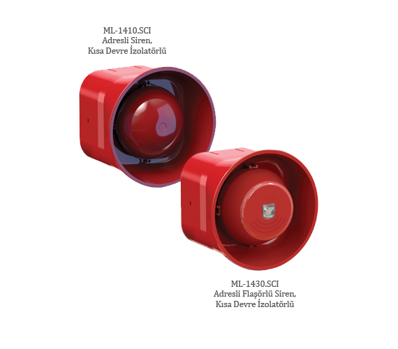 Maxlogic Lloyd Sertifikalı Adresli Flaşörlü Elektronik Siren, Kısa Devre İzolatörlü, Kırmızı