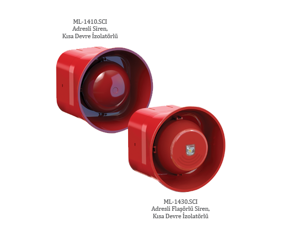Maxlogic Lloyd Sertifikalı Adresli Flaşörlü Elektronik Siren, Kısa Devre İzolatörlü, Kırmızı