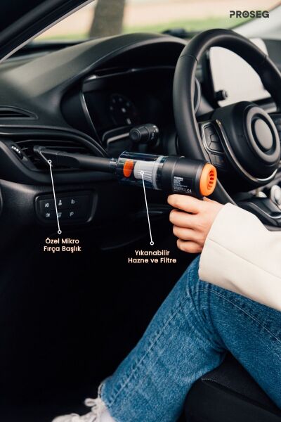 Proseg PR-AS01 3000pa Şarjlı 1200 mAh Batarya Siyah Araç İçi El Süpürgesi