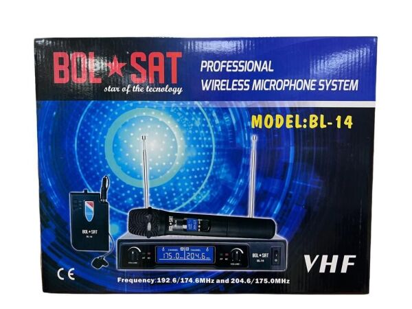 BOLSAT BL-14 VHF 1 EL 1 YAKA  KABLOSUZ MİKROFON TAKIMI